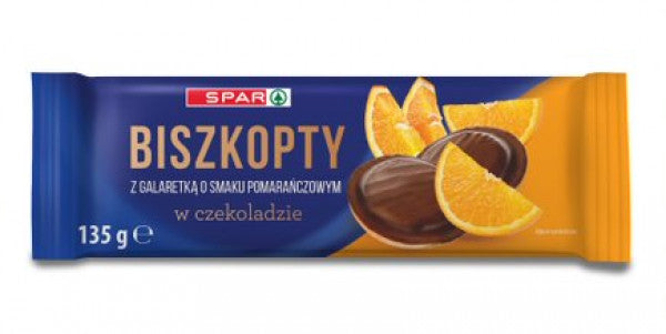 Biszkopty Spar z galaretką smak pomarańczowy w czekoladzie