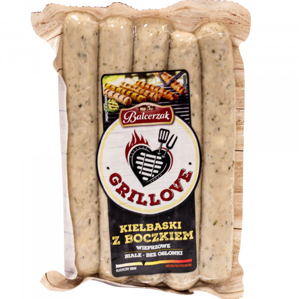 Kiełbaski Balcerzak białe na ruszt z boczkiem 250g